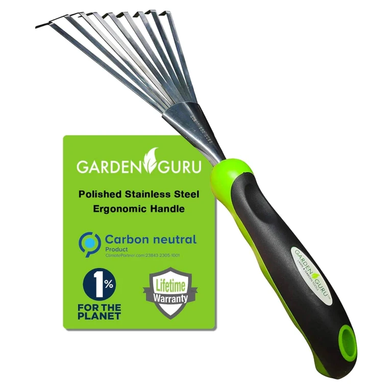 Garden Guru Stainless Steel Hand Rake Soil Tiller