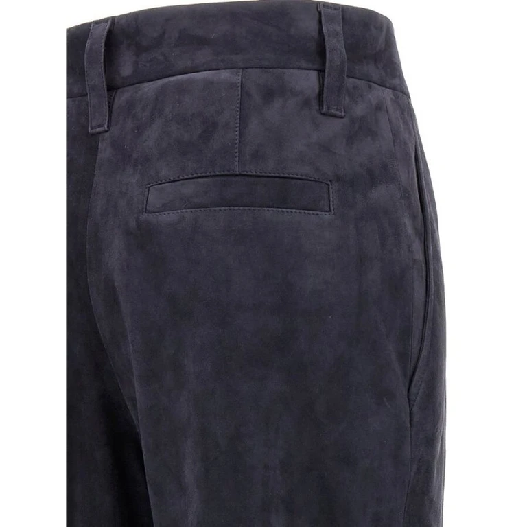 Women'S Dark Blue Suede Trousers