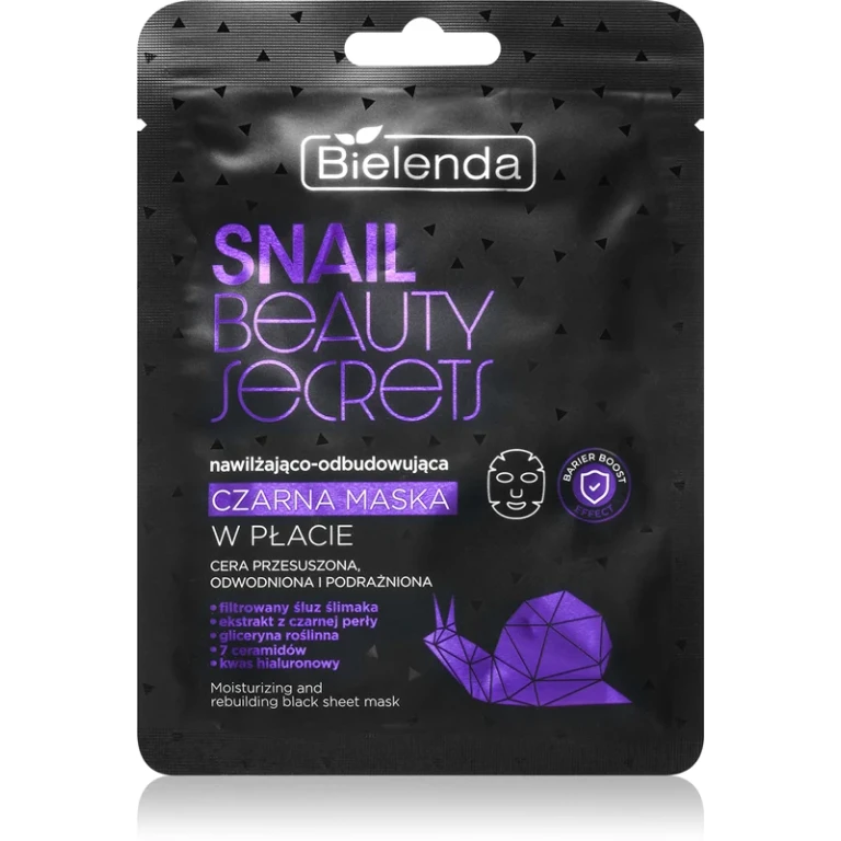 Snail Beauty Secrets hydrating fabric face mask for dry and irritated skin