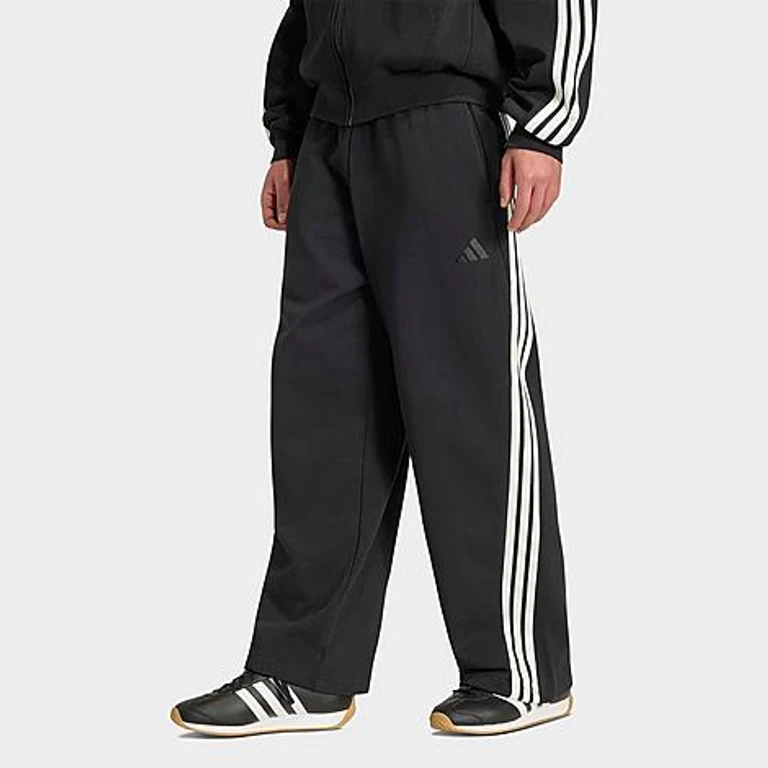 Men's KIT 3-Stripes Wide French Terry Pants in Black/Off White Size: Small