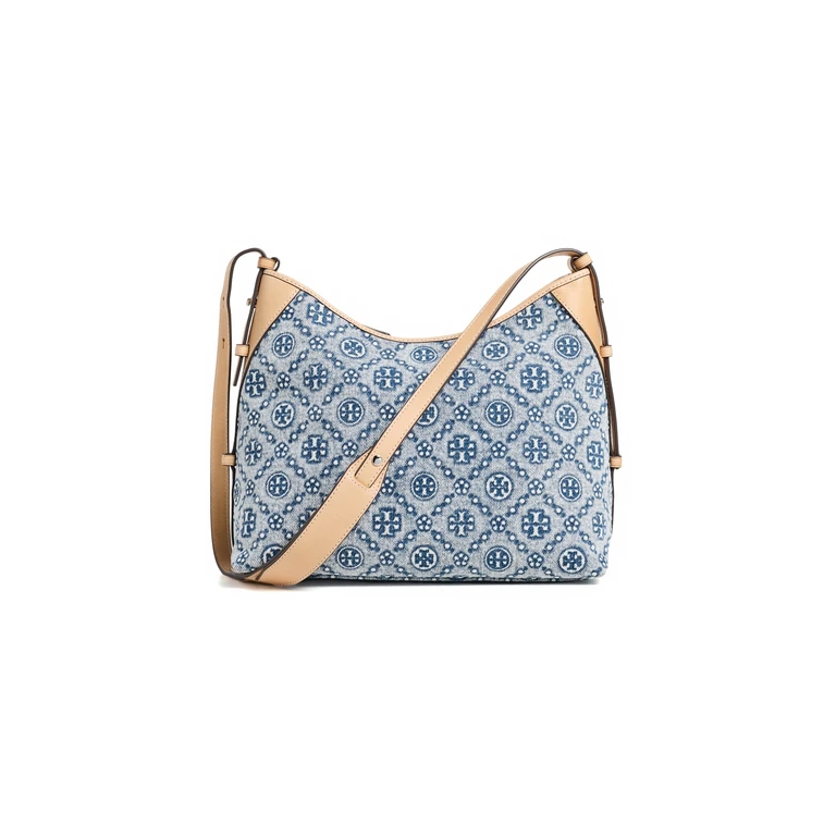 T Monogram Denim Messenger Bag Powder Blue One Size