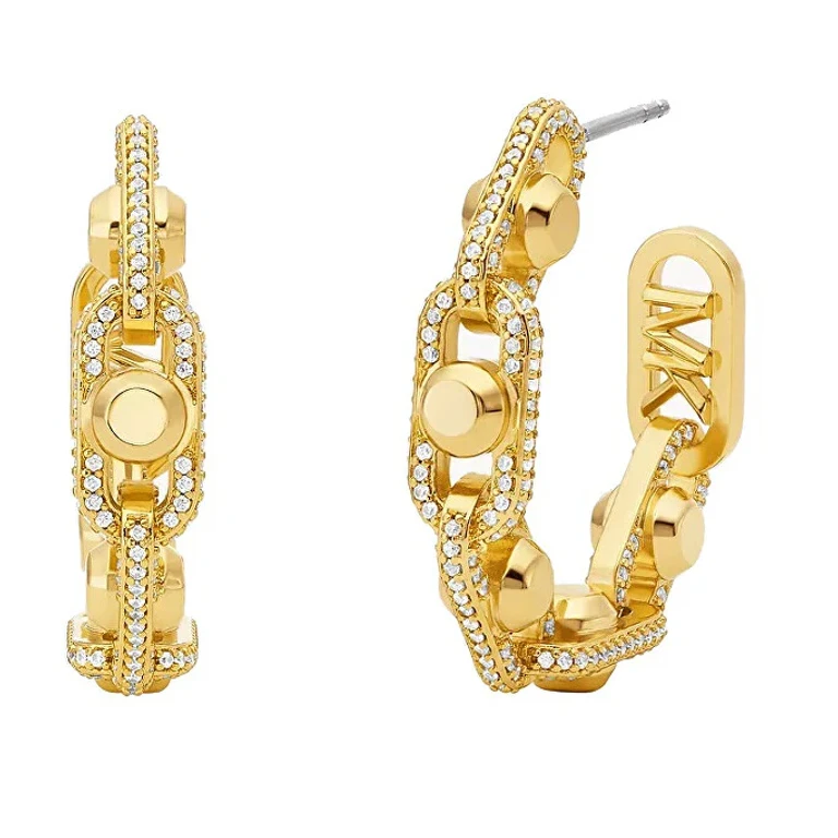 Astor Link Mkj8407Cz710 Hoop Earrings with Cubic Zirconia Gold Plated