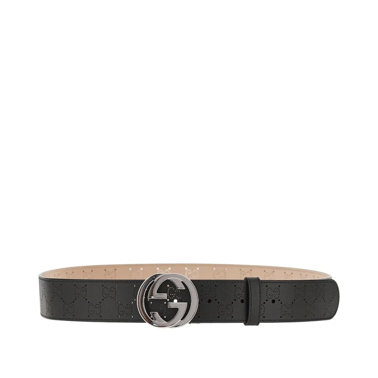 Leather belt with GG Interlock buckle Man 100