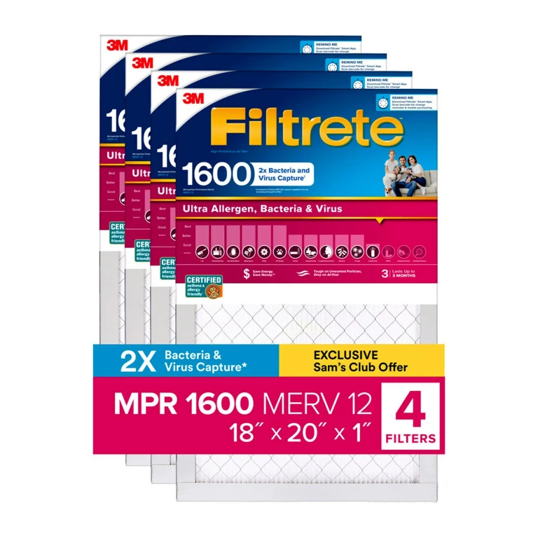 Filtrete Ultra Allergen 2X Bacteria and Virus Filter 18 IN X 20 IN FILTER:- 18 x 20 x 1