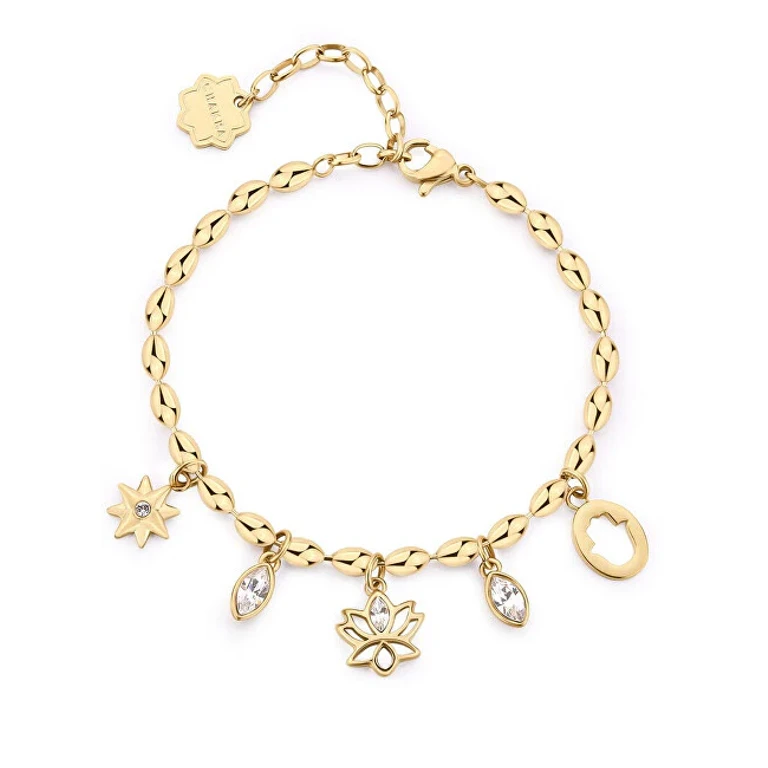 Gold Plated Bracelet with Chakra Charms BHKB252