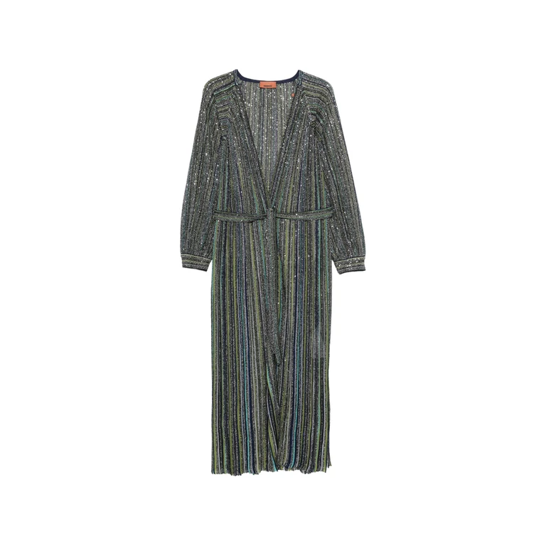 Sequin-embellished Striped Cardigan