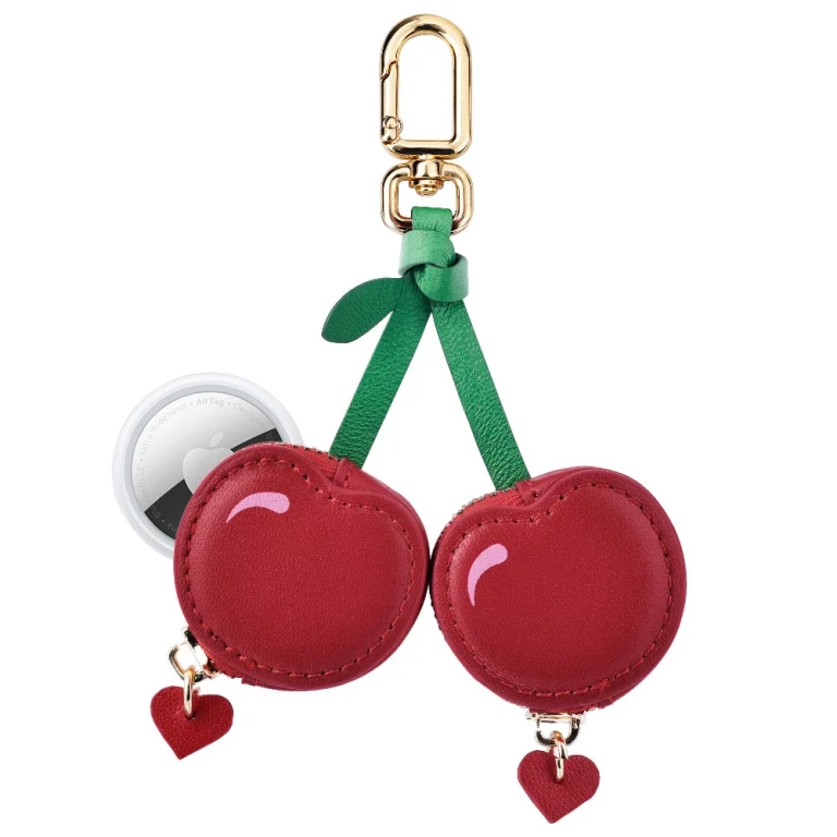 Cherry Leather Bag Charm for Airtag