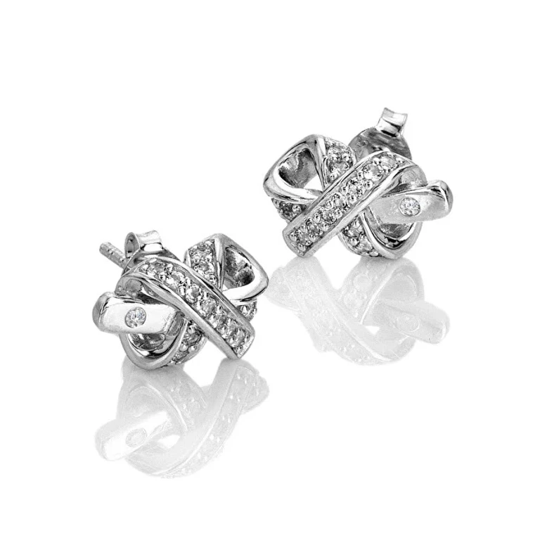 Stunning Silver Earrings With Diamonds And Topazes Aurora De858