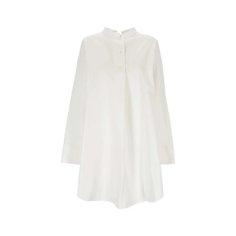 Emb Shirt Dress White