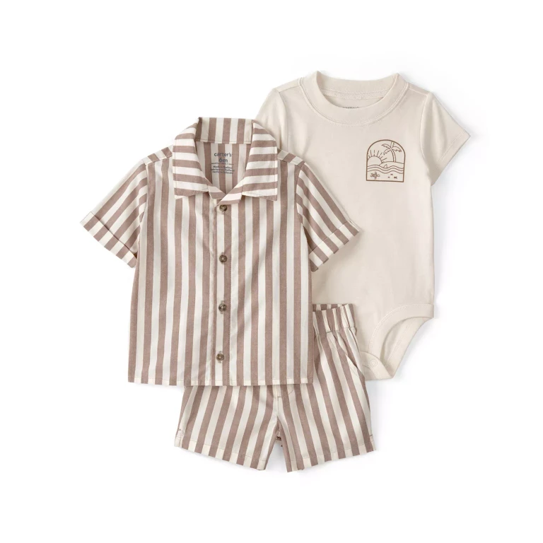 Boys 3Pc Outfit Set Brown 18M:- Brown, 18M