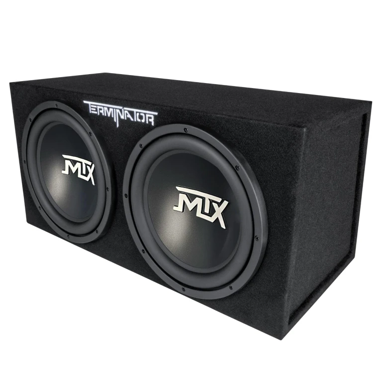 MTX Dual 12" Subwoofers with Loaded Enclosure, 1200W Max Power, 400W RMS, Terminator