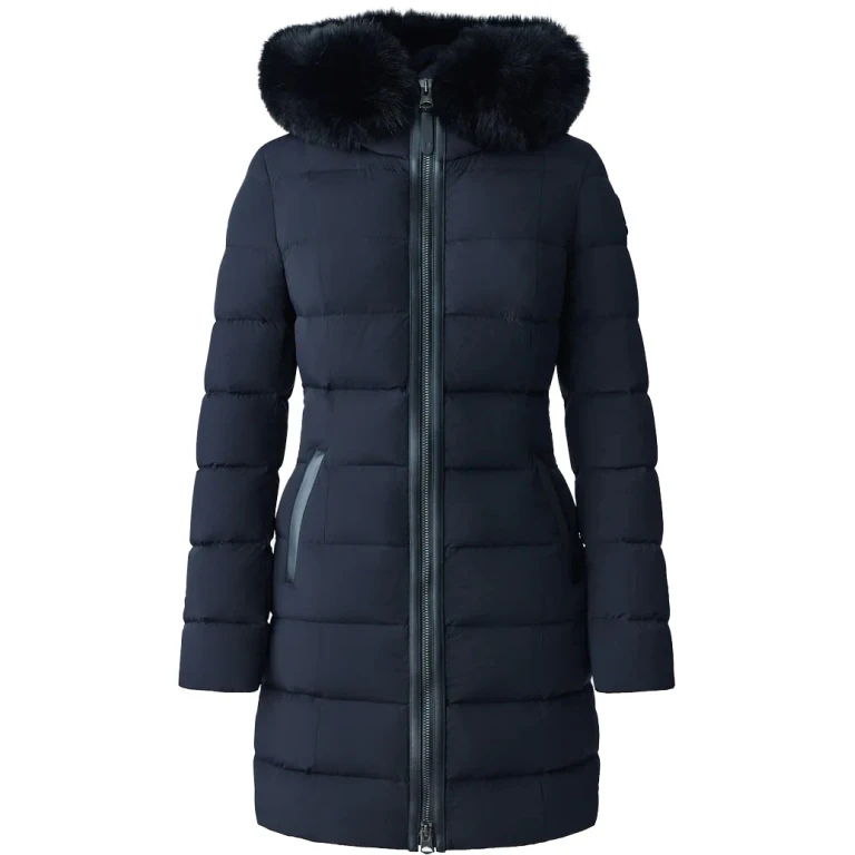 Calla Agile-360 Stretch Light Down Coat With Blue Fox Fur Collar - Women's