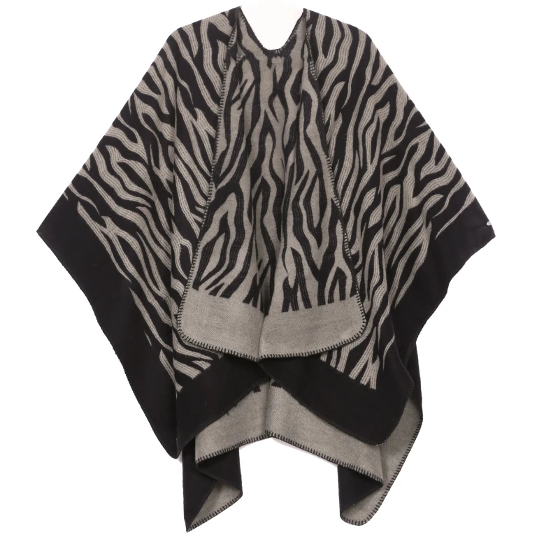 Sakkas Lupe Womens Reversible Poncho Wrap Cape Shawl Sweater Coat Cardigan Pattern