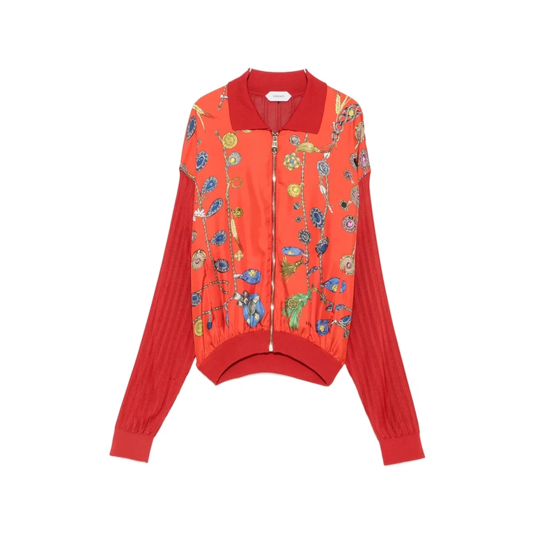 Jewellery-print Pleated-sleeve Cardigan