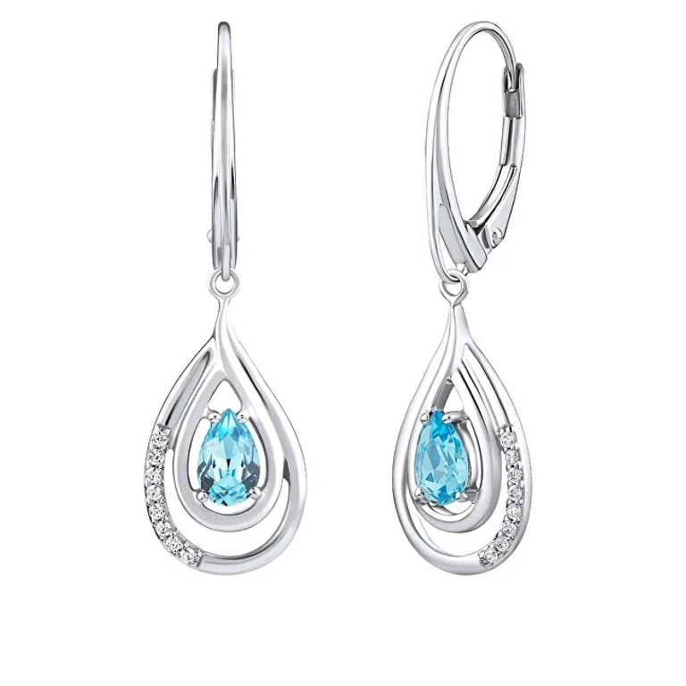 Luxury Silver Earrings with Topaz Azzurro and Zirconia Fwe10130Lbt
