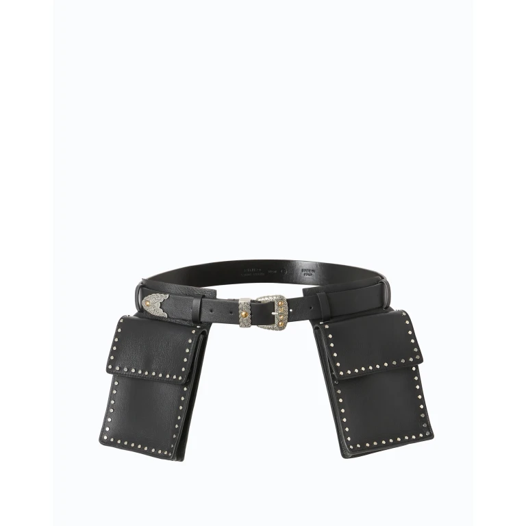 Ceinture western en cuir avec poches de rangement 3 cm - XS