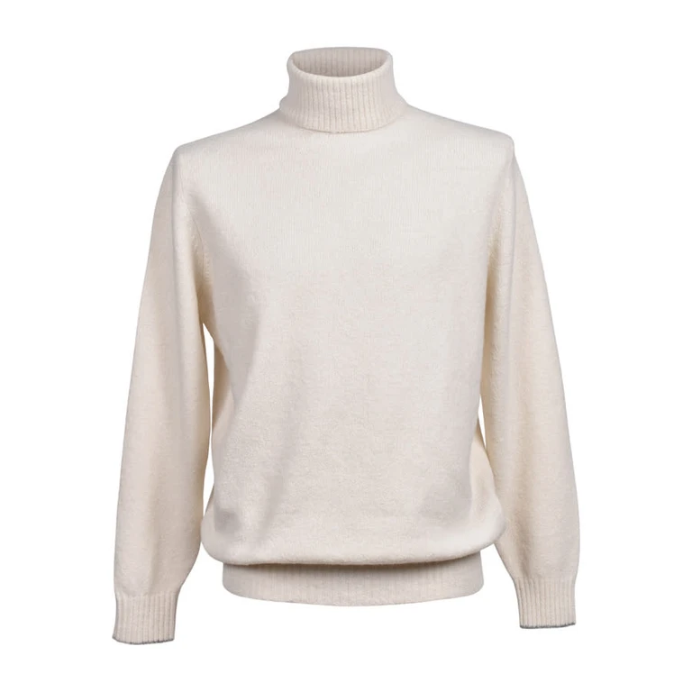 Off White Wool Blend Turtleneck Sweater