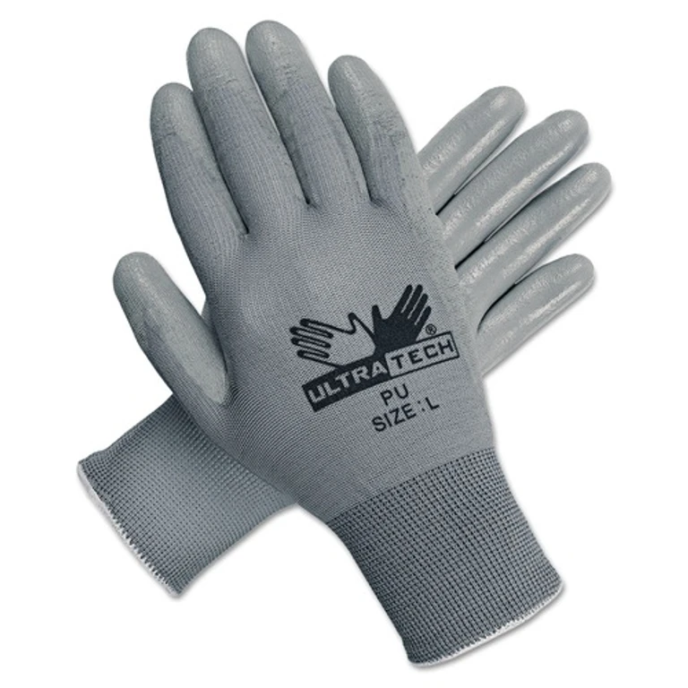 9696L Ultra Tech TaCartonile Dexterity Work Gloves - Large/White/Gray (1-Dozen)