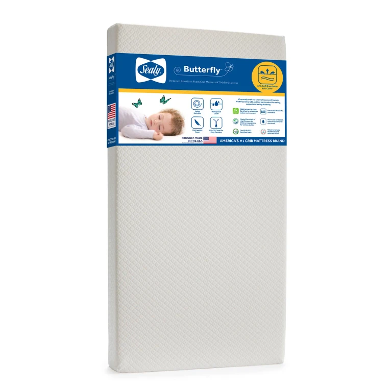 Butterfly Breathable Knit Crib and Toddler Bed Mattress
