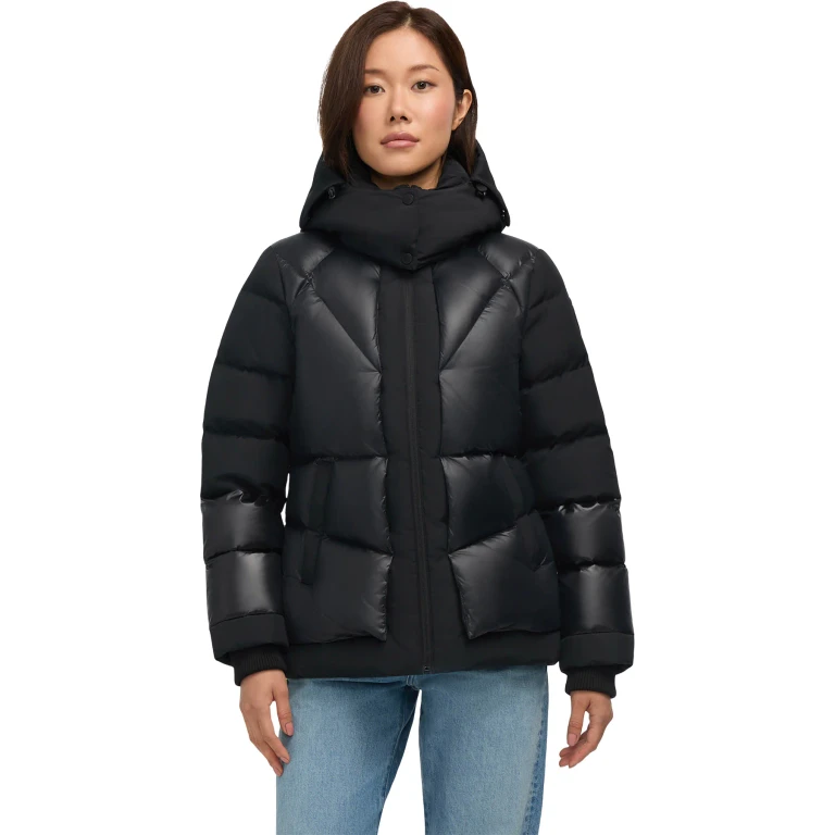 Vega Mixed Media Puffer Jacket with Removable Hood - Women's