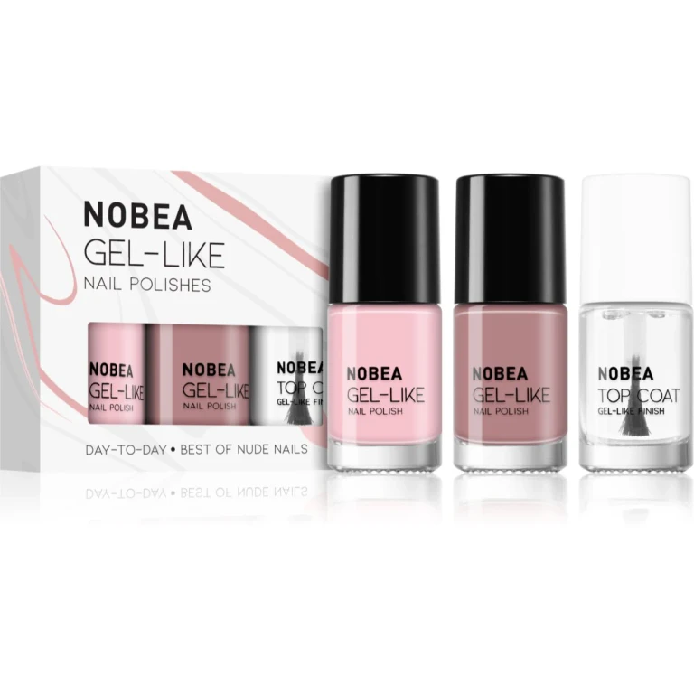 Day-to-Day Best of Nude Nail Polish Set Best of Nude Shiny Protective Nail Top Coat 6ml + Base Shade #N01 Nail Polish 6ml + Light Mauve #N21 Nai