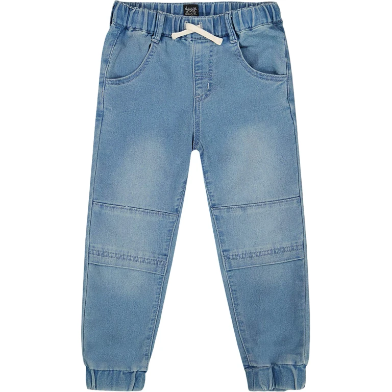 Dark Blue Denim Stretch Jeans with Rolled Cuffs - Little Boy