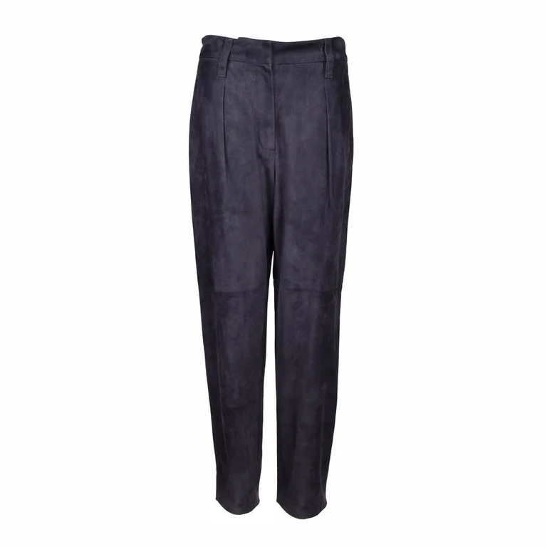 Aubergine Suede Leather Trousers