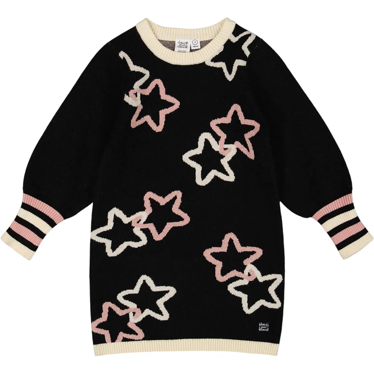 Long Sleeve Knit Dress with Stars - Big Girl