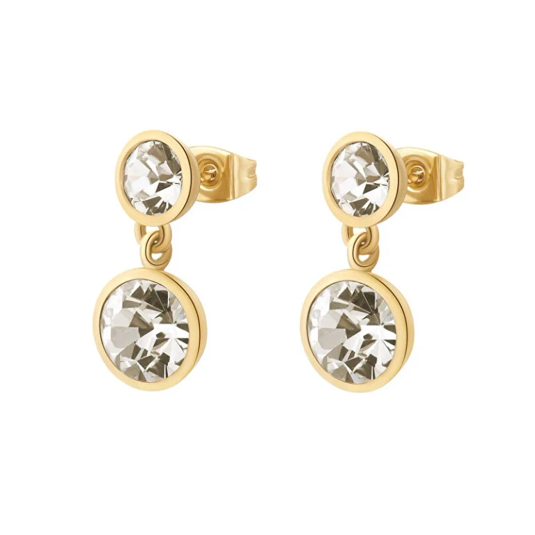 Elegant gold plated pendant earrings with Symphonia crystals BYM173