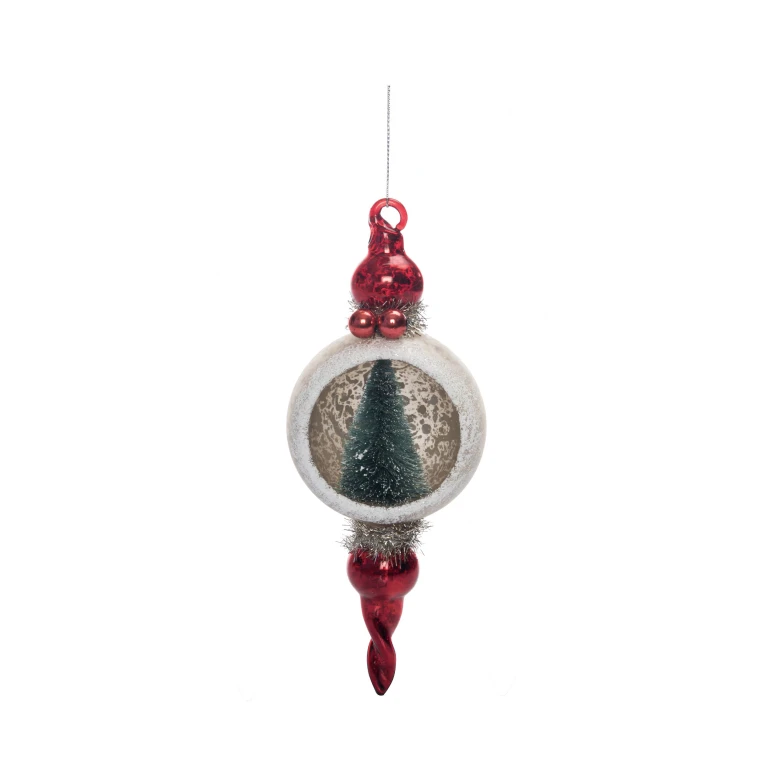 8.75 in Holiday Sisal Tree in Globe Ornament Glass Christmas Tree Decoration