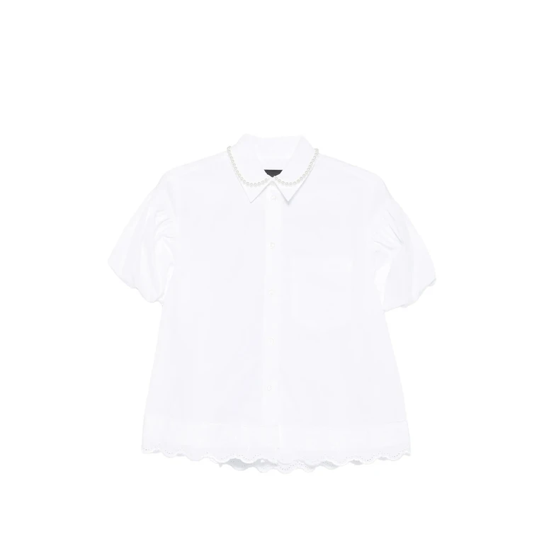 Pearl-embellished Broderie-anglaise Shirt