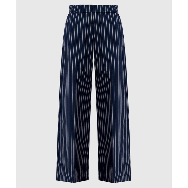 Navy Striped Wide Trousers