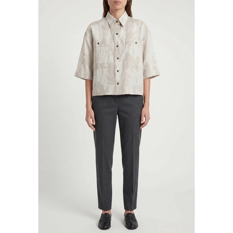 Wolight Beige Linen Boxy Shirt