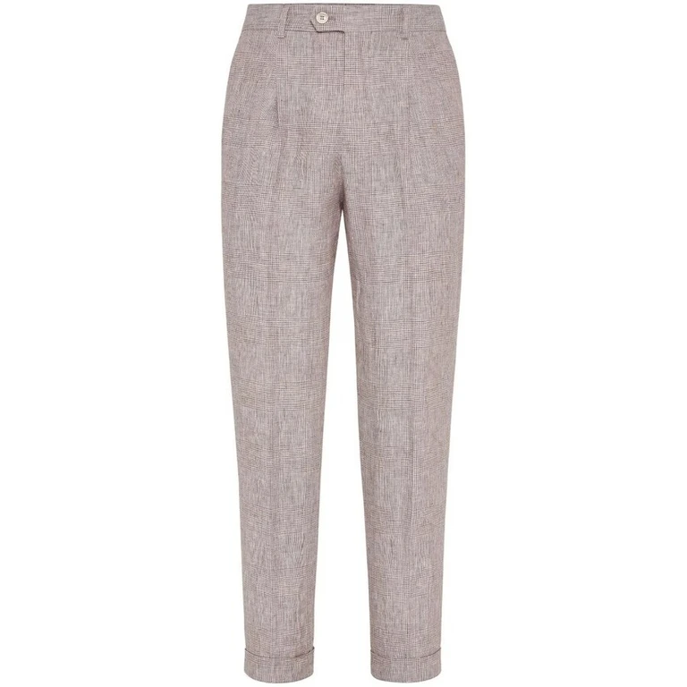 Light Grey Linen Tapered Trousers
