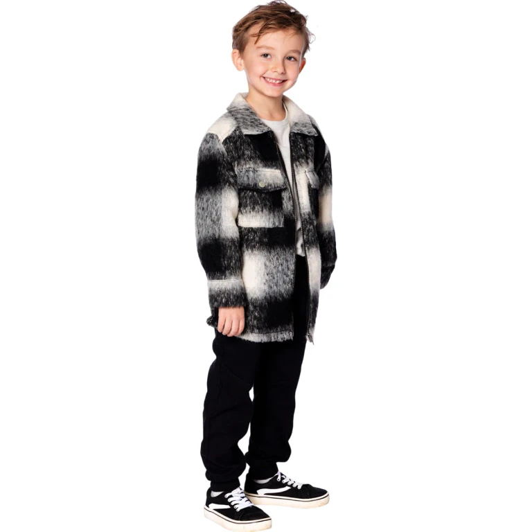 Long Sleeve Zip Front Overshirt with Pockets - Little Boy