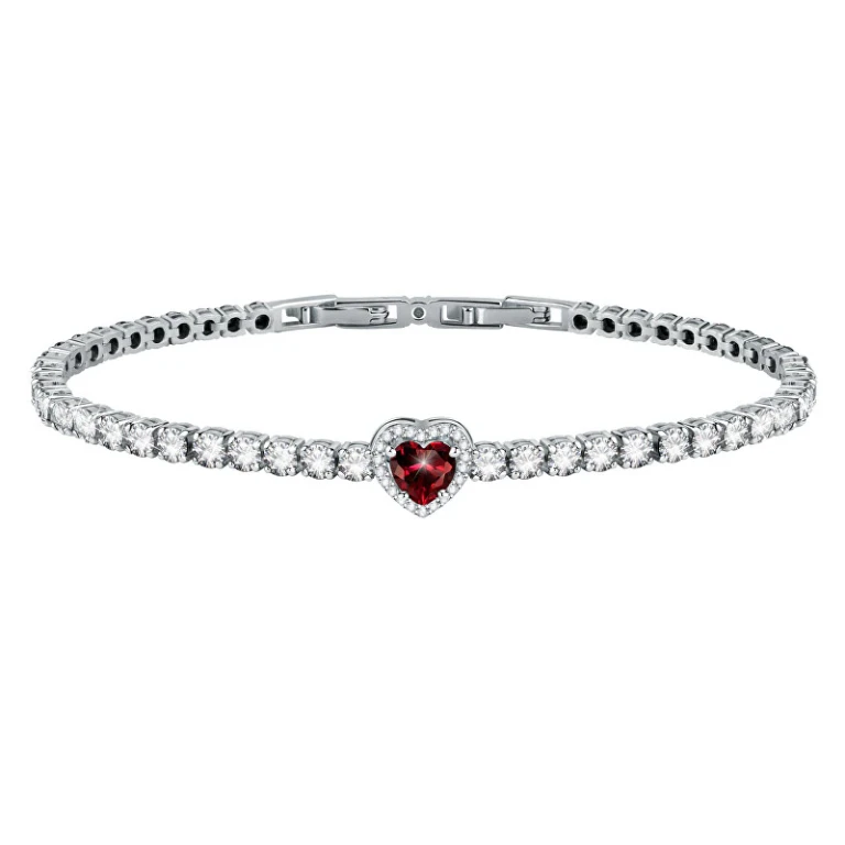 Delicate Silver Bracelet With Sparkling Heart Tesori Savb18