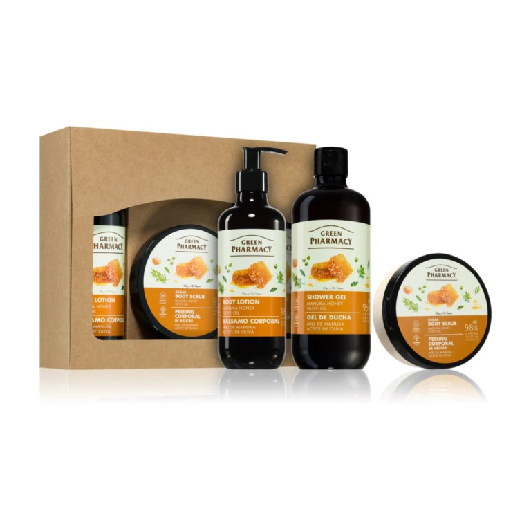 Manuka Honey & Olive Oil Shower Gel Gift Set 500 Ml + Body Milk 400 Ml + Body Scrub 200 Ml