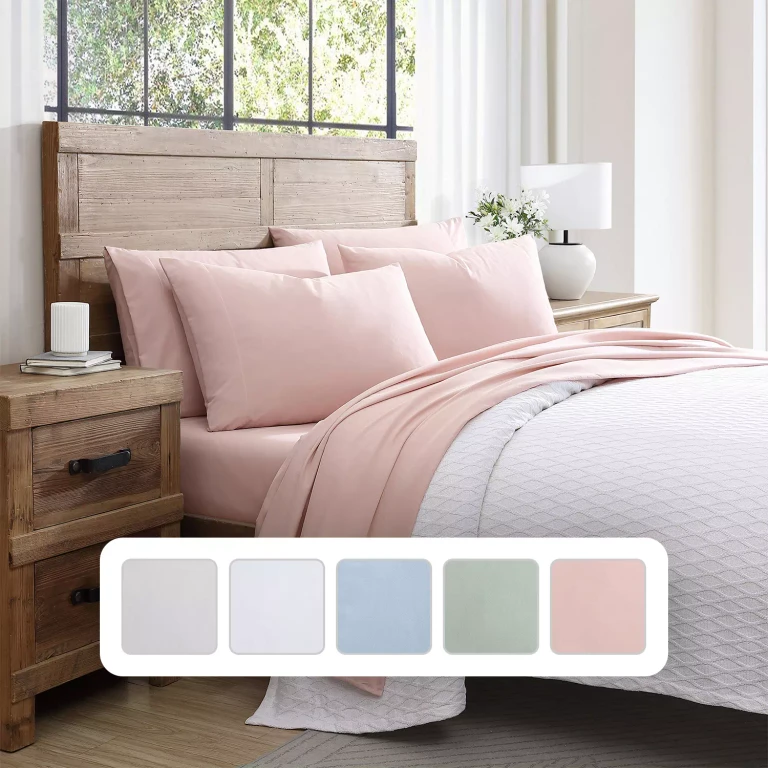 Solid Brushed Microfiber 4PC Sheet Set Twin/TwinXL, Peach:- Peach