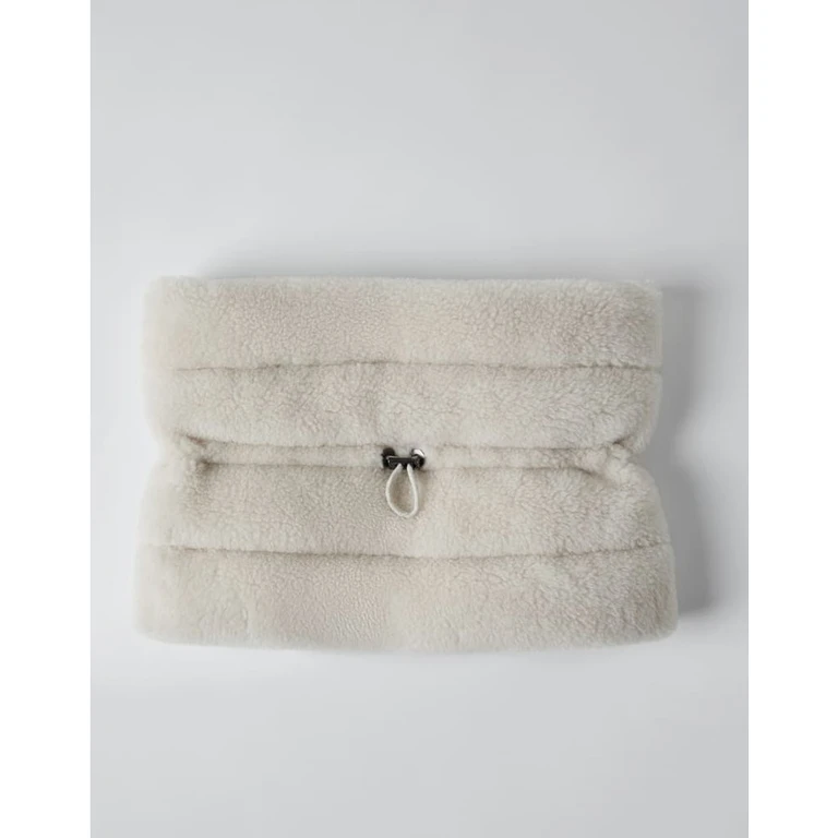 Off White Wool Shearling Scarf, Brand Size OS (US Size OS)