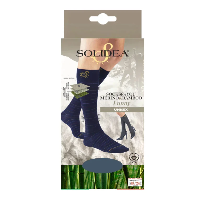 Socks For You Merino Bamboo Funny Knee Highs 18 24mmHg Navy Blue 1S
