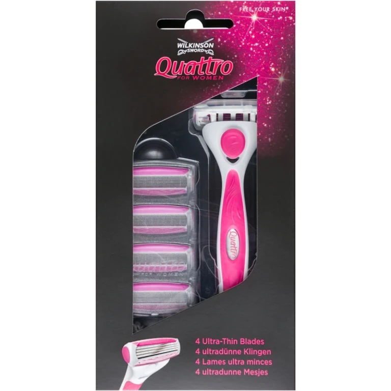 Quattro Women's Aloe & Vitamin E Razor + 4 Replacement Blades