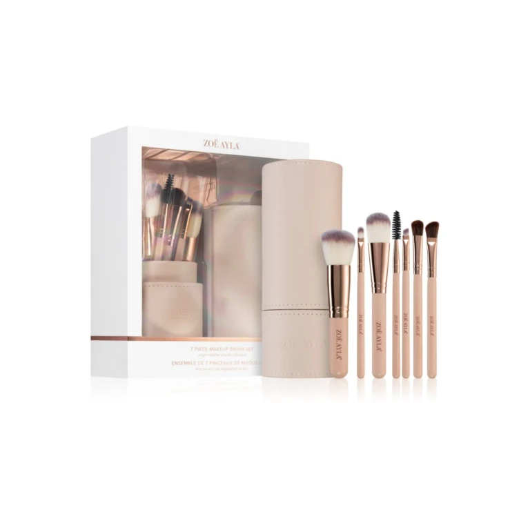 Makeup Brush Set with Case 7 Pieces