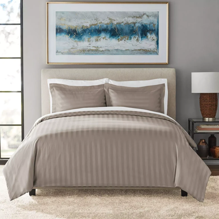 700TC Queen Duvet Set, Striped-Gray Bisque:- Gray Bisque, Queen