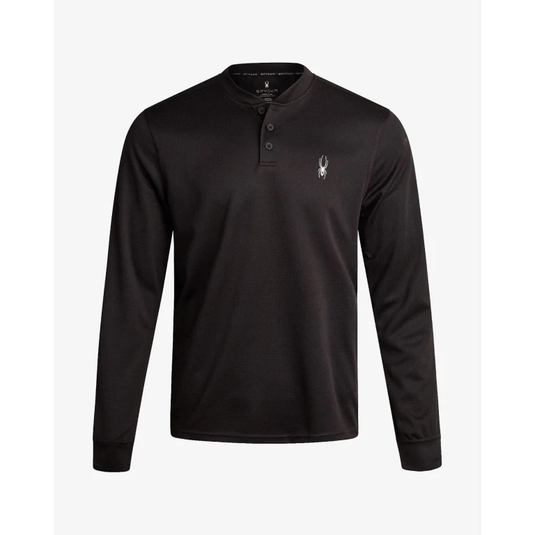 Men's Long Sleeve Thermal Henley - Black