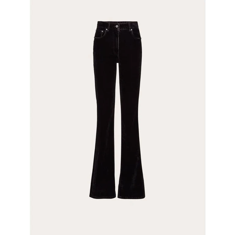 Black Flared Cotton Trousers