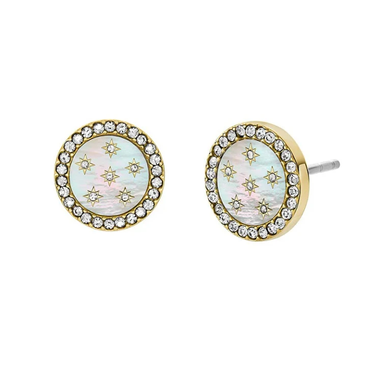 Delicious Gold-Plated Earrings with Mother of Pearl and Crystals Jf04868710