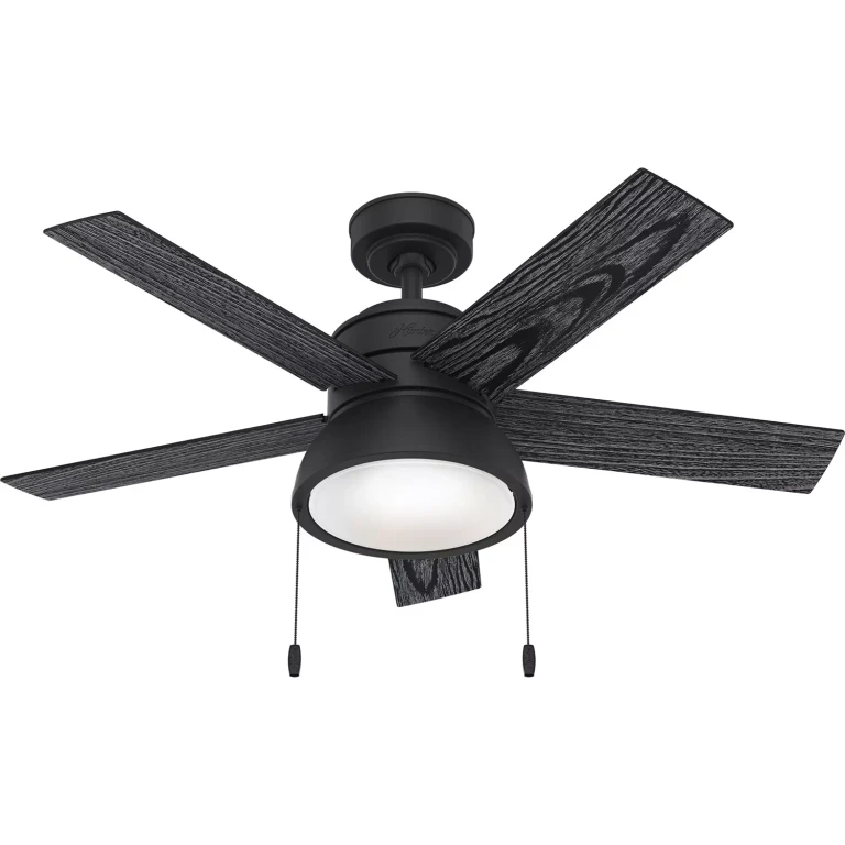 Hunter 44 inch Lilliput Matte Black Ceiling Fan with LED Light Kit and Pull Chain, Black :- Black