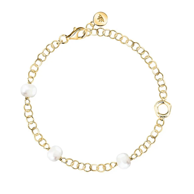 Distinctive Gold-Plated Bracelet with Freshwater Pearls Pearl Sxu48