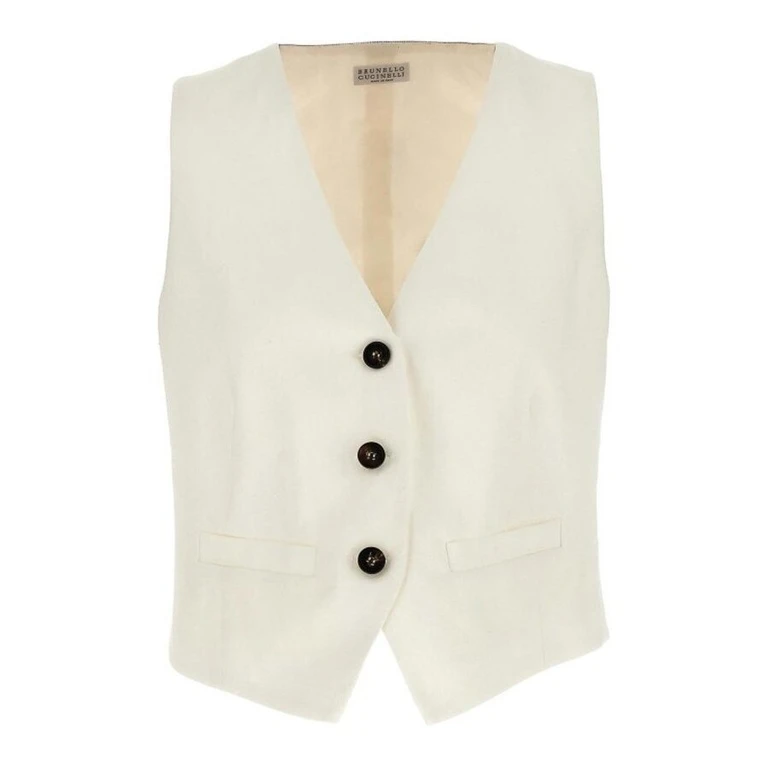 Wooff White Linen Blend Vest
