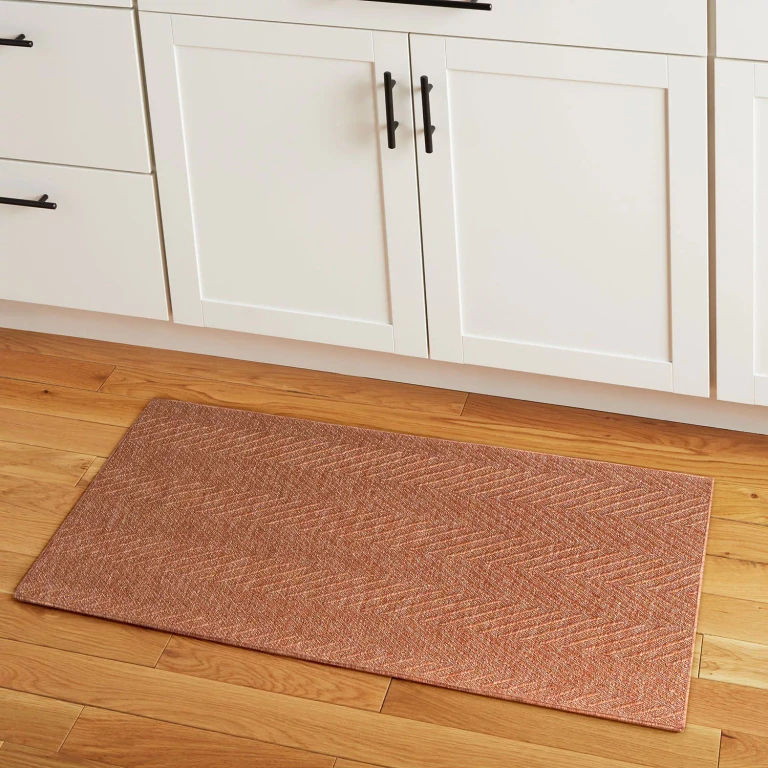 Pax Herringbone Textured Machine Washable Area Rug:- 2'11'x4'11', Rust, Rectangle